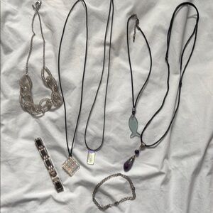 Elegant Silver and Purple Necklace Set